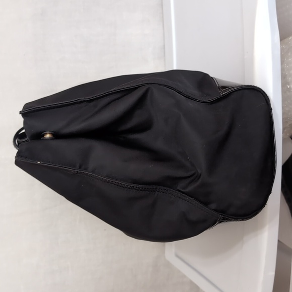 Tory Burch Ella Tote Black Nylon with Large Patent Leather Logo on Front - Picture 5 of 12